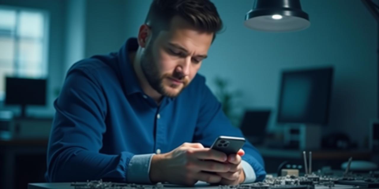 Techniker repariert Smartphone in moderner Werkstatt